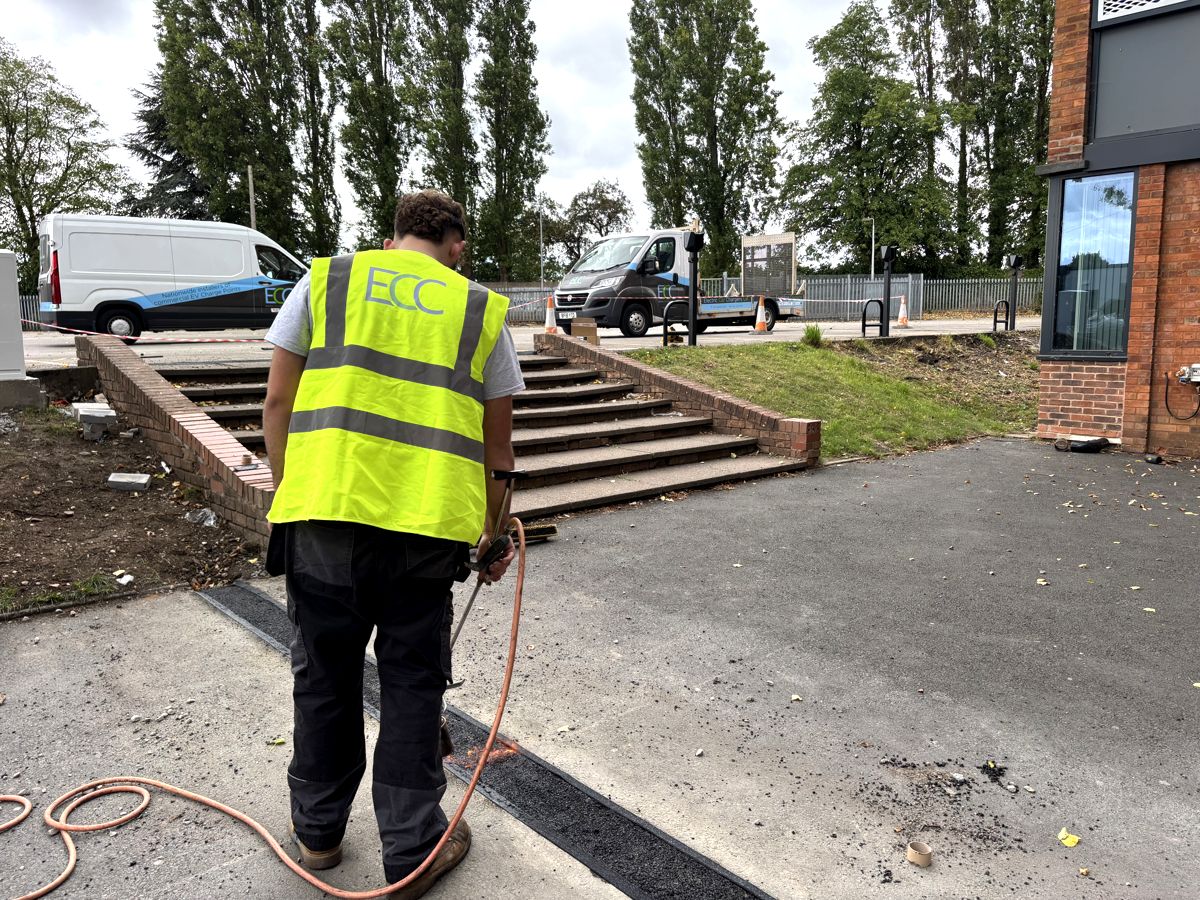 ECC vans and groundworks on site